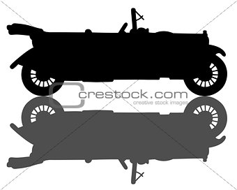 Black silhouette of a vintage convertible