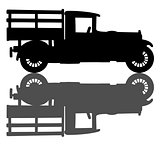 Black silhouette of a vintage truck