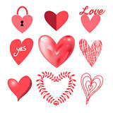 Vector festive collection of hearts
