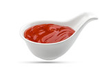 Ketchup in bowl isolated on white