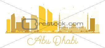 Abu Dhabi City skyline golden silhouette.