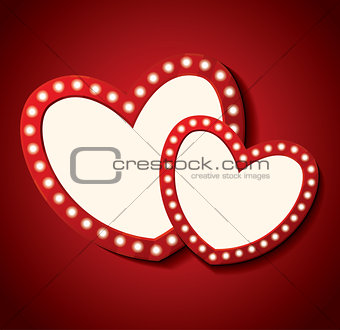 Happy Valentine's Day Greeting Card. Two Empty Heart.
