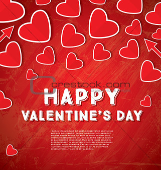 Happy Valentine's Day Greeting Card with Red Hearts.