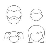 Black vector thin line family icons