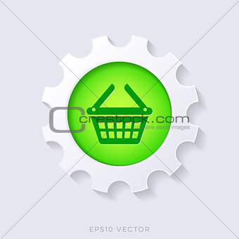 Green vector 3d shopping basket symbol