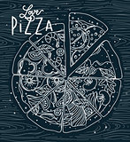 Poster love pizza blue