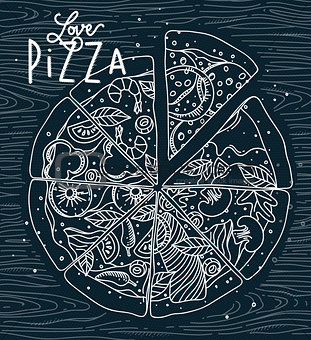Poster love pizza blue