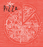 Poster love pizza coral