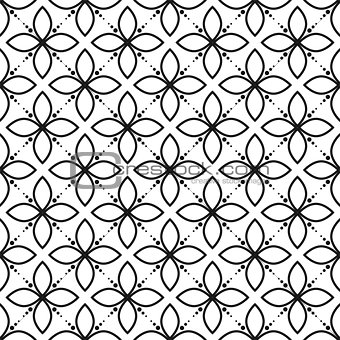 Black and white seamless floral vector pattern.