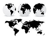 Abstract globes with abstract world map 