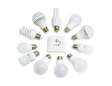 LED lamps and compact fluorescent lamps around socket outlet