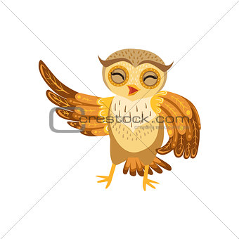 Owl Laughing Cute Cartoon Character Emoji With Forest Bird Showing Human Emotions And Behavior