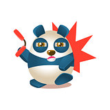 Cute Panda Activity Illustration With Humanized Cartoon Bear Character Fighting With Nunchaku