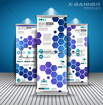 Set of Advertisement roll up business flyers or brochure x-banners 