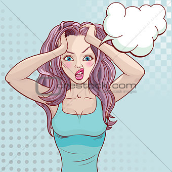 Angry Woman Pulling Up Her Hair