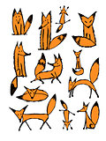 Cute fox sketch, collection for your design
