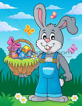 Bunny holding Easter basket theme 3