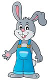 Happy bunny in overalls