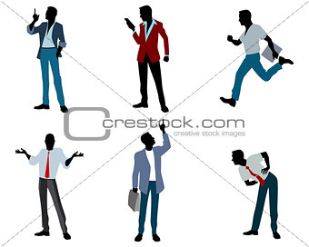 Six businessmen silhouettes