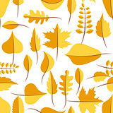 Autumn yellow withered leaves seamless pattern.