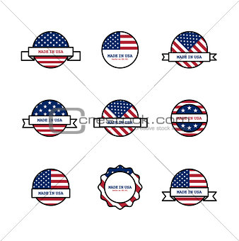 Set of stamps with USA flags