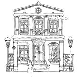 Hand drawn vector stock illustration of house
