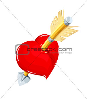 Heart and arrow. Symbol love for saint Valentines day.
