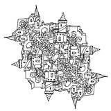Vector zen art illustration. outline city