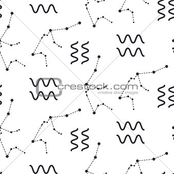 Aquarius constellation seamless vector pattern.