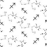 Sagittarius constellation seamless vector pattern.