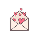 Envelope with hearts inside.