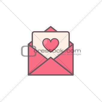 Envelope with heart inside.