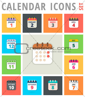 Calendar Icons vector illustration set