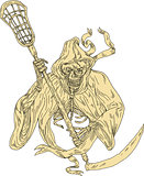 Grim Reaper Lacrosse Stick Drawing