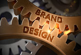 Brand Design Concept. Golden Cogwheels. 3D Illustration.
