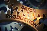Batch Production on Golden Gears. 3D Illustration.