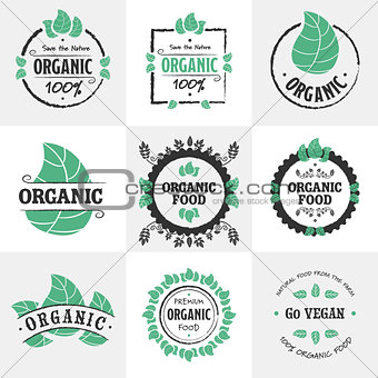 Organic food icon set