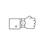 Hand with watch line icon