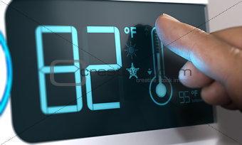 Digital Thermostat Temperature Controller Set at 82 Degrees Fahr