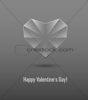 Valentines day card with glass heart.