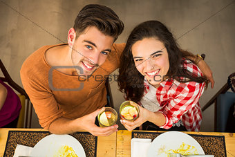 Young couple toasting