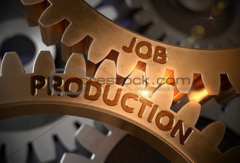 Job Production on Golden Gears. 3D Illustration.