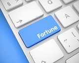 Fortune - Inscription on the Blue Keyboard Button. 3D.