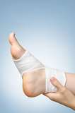 Injured foot with bandage