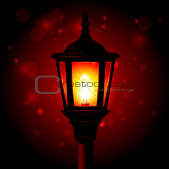 Street lamp - lantern on pole and blured background