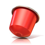 Red coffee capsule. 3D