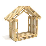 House made of Euro pallets. Side view. 3D