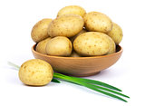 Raw potatoes and green onions