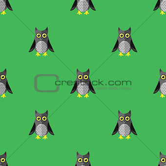 Cartoon Owl Seamless Pattern