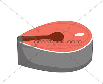Piece fish icon. Flat style, isolated on white background. Vector illustration, clip art.